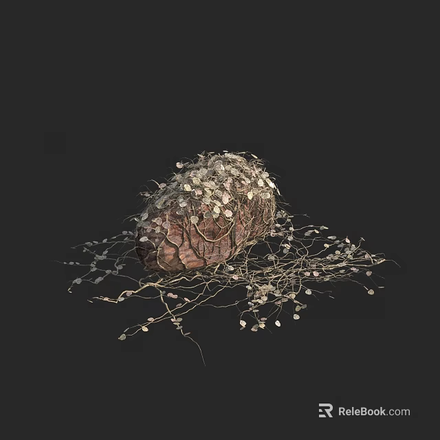 Natural Stone Wood Decorative Object With Delicate Vines And Textured Details 3d model 