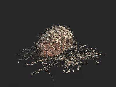 Natural Stone Wood Decorative Object With Delicate Vines And Textured Details 3d model