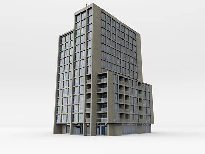 Modern High Rise Office Building With Glass Windows Gray Exterior And Multiple Floors 3d model