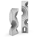 Modern Concrete Decorative Ornament Set With Geometric Hollow Circular Curved Patterns