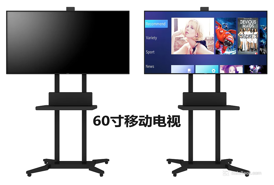 60 Inch Mobile TV with Rolling Stand for Home Entertainment Use 3d model 