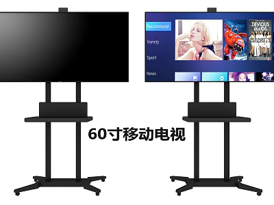 60 Inch Mobile TV with Rolling Stand for Home Entertainment Use 3d model
