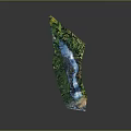 Scenic Natural Waterfall Scene With Flowing Blue Water Lush Green Vegetation And Rocks