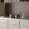 Modern Kitchen Countertop Decorative Ornament Set With Glass Bottles And Metal Jars