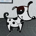 Cartoon Dog Shaped Clock With Black White Spots Curly Tail And Decorative Design