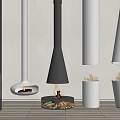 Modern Fireplace Various Designs with Black Gray White Metal Hanging Floor Standing and Burning Flames