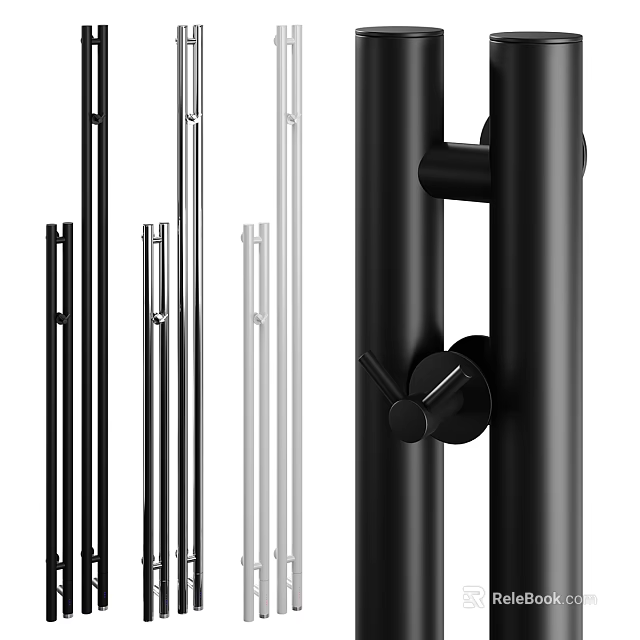 Modern Household Appliances Featuring Black Silver White Metal Rods And Control Knobs 3d model 