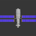 Space Station Module With Blue Solar Panels And Robotic Arm Equipment 3d model