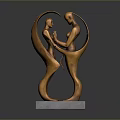 Artistic Bronze Decorative Sculpture With Two Human Figures Embracing And Square Marble Base