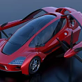 Futuristic Red Flying Car With Modern Aerodynamic Design And Rotor Blades