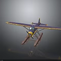 Aerospace Themed Seaplane Model With Blue Purple Cosmic Patterns Yellow Nose Red Floats