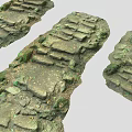 Ancient Moss Covered Stone Stairs Surrounded by Natural Stones and Earthy Terrain 3d model