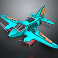Turquoise Passenger Plane Featuring Orange Accents Streamlined Body Unique Wings And Cockpit Details