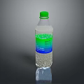 Refreshing Sparkling Water In Transparent Plastic Bottle With Green Cap And Blue Green Label