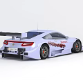 Modern Technology Exhibition Hall Displaying White Race Car Model With Champion Logo And Detailed Design