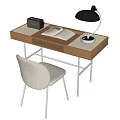 Modern Desk and Chair Combination Desk Lamp 3d model