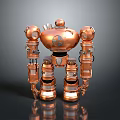 Futuristic Copper Mechanical Robot With Detailed Metallic Structure And Articulated Joints
