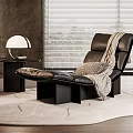 Modern High Quality Leather Chaise Lounge With Soft Knitted Throw Blanket For Cozy Home Space