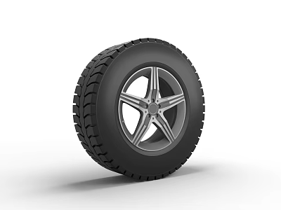 Durable Car Tire With Alloy Wheel And Deep Tread Pattern 3d model