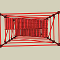 Red Industrial Stairs With Metal Scaffolding Frame And Support Structure 3d model