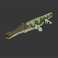 Reptile 3D Model Design With Pixel Art Style Green Brown Textures And Long Body Structure