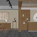 Hotel Lobby Interior Design With Chinese Wooden Furniture Calligraphy And Circular Decor Elements