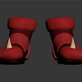 Red Leather Spiked Shoes Featuring Shiny Reflective Surface And Thick Sole