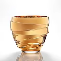 Unique Golden Spiral Shaped Metallic Cup With Layered Curved Bands Design