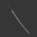 Traditional Samurai Sword With Sharp Metal Blade And Ornate Handle On Dark Background