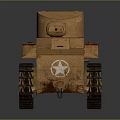 Vintage Rusty Brown Military Tank With Tracks And Turret Design