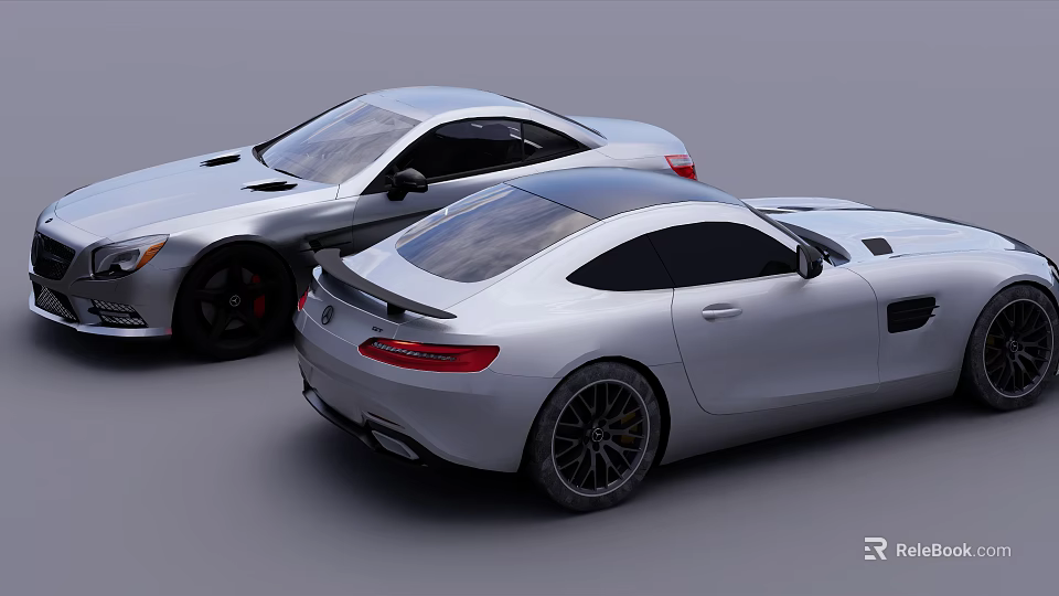 Modern Silver Sports Cars With Streamlined Body Sleek Design And Black Alloy Wheels 3d model 