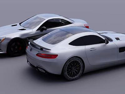 Modern Silver Sports Cars With Streamlined Body Sleek Design And Black Alloy Wheels 3d model