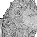 Metallic Lion Statue With Detailed Mane In Standing Pose For Decor 3d model