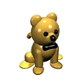 Cute Golden Bear Decorative Ornament Set With Sitting Black Bow Tie And Black Eyes