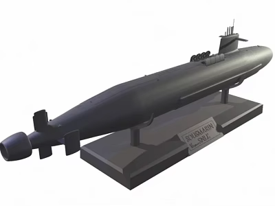 Military Submarine Model On Display Stand With Detailed Structure Design 3d model