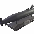 Military Submarine Model On Display Stand With Detailed Structure Design 3d model