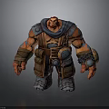 Muscular Red Skinned Man In Leather Armor With Mechanical Wristbands And Belt