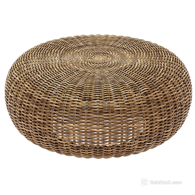 Round Woven Rattan Stool Daily Household Necessity for Living Room Use 3d model 