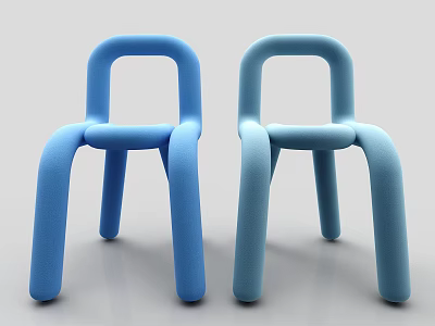 Two Modern Blue Leisure Chairs With Curved Sleek Lines And Smooth Design 3d model