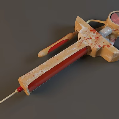 Durable Hardware Tool Caulk Gun with Ergonomic Handle and Red Tube Design 3d model