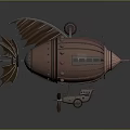 Steampunk Airship With Pink Brown Mechanical Wings Decorative Figure And Vintage Design
