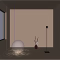 Modern Floor Lamp With Moon Projection In Living Room Featuring City Night View And Vase