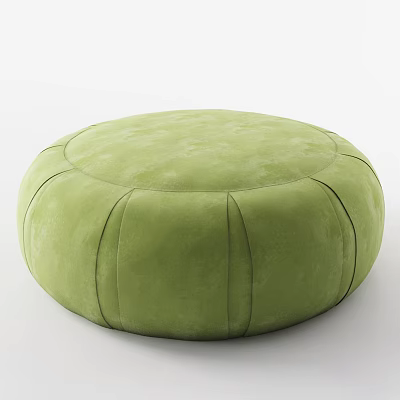 Soft Green Round Decorative Pouf With Quilted Segments For Home Living Space 3d model