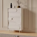 Modern White Console Cabinet with Multiple Drawers Minimalist Design Light Wall Wooden Floor Decorative Ornaments
