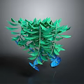 Lush Indoor Plant With Vibrant Green Leaves And Blue Decorative Base