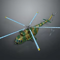 Military Helicopter Model With Camouflage Paint And Multi Blade Rotors