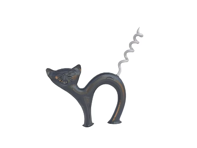 Unique Cat Shaped Metallic Bottle Opener With Curved Tail Design 3d model