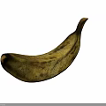 Ripe Banana With Brown Spots On Curved Shape Against Gray Background