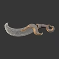 Ornate Weapon Scimitar with Decorative Blade Red Handle and Golden Accents