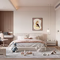 Cozy Kids Room Interior With Bed Stuffed Toy Desk Toys Rug And Decorative Painting